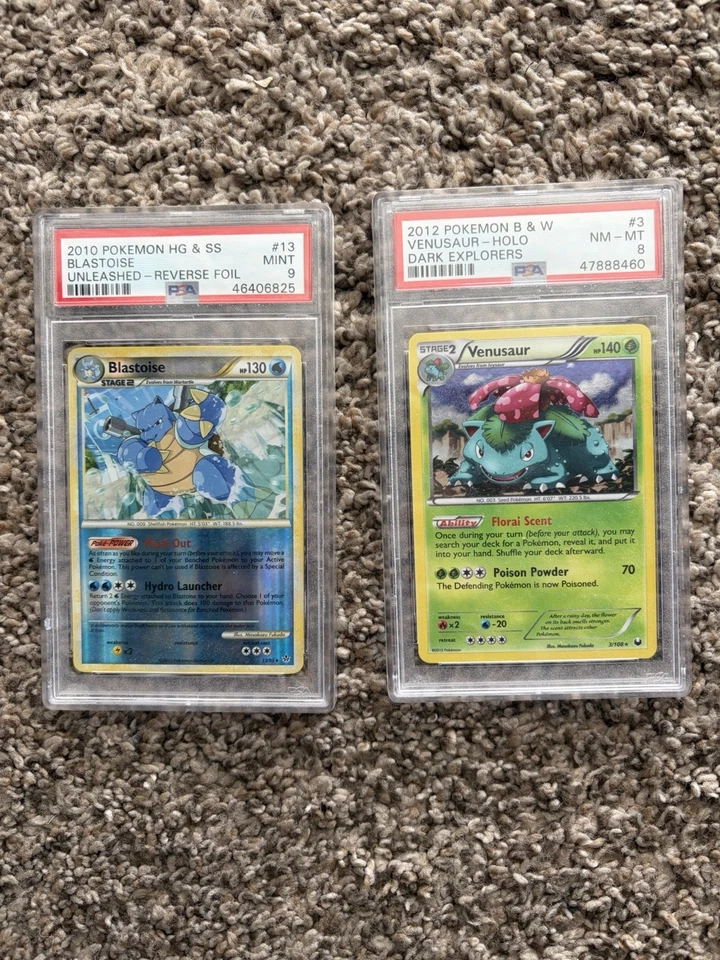 Blastoise 2010 Unleashed 13/95 Reverse Holo Psa 9 HG & SS + Venusaur 2012 Psa 8 - Image 1 of 4