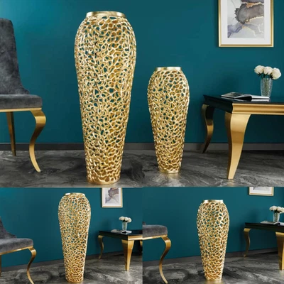 Filigrane Design XXL Vase ABSTRACT LEAF AUSWAHL gold Handarbeit Blumenvase - Bild 1 von 4