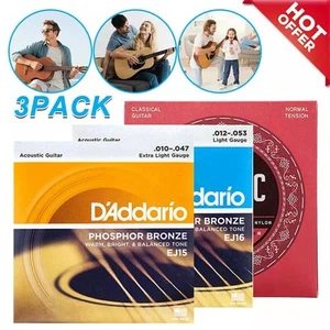 3pcs D'Addario EJ Phosphor Bronze Acoustic Guitar Strings - EJ15 EJ16 EJ27 - Picture 1 of 15