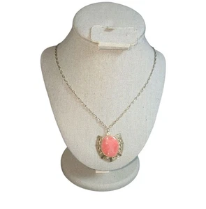 Rodonita rosa hecha a mano (?) Collar Cadena Colgante Herradura Tono Plata 24" - Imagen 1 de 9
