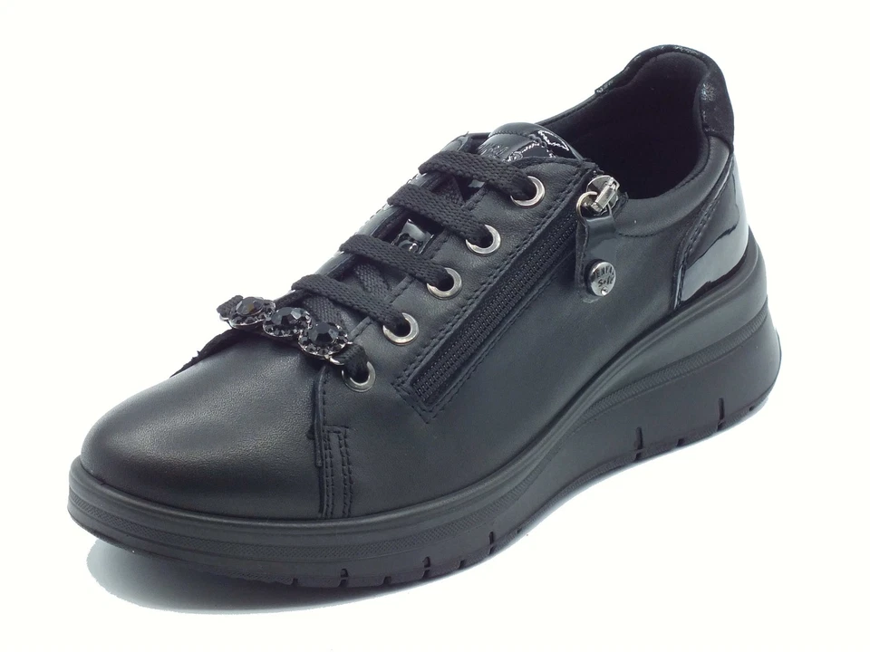 ENVAL Soft 8777900 Nappa Soft Nero Scarpe per Donna in pelle con lampo e lacci - Immagine 1 di 3