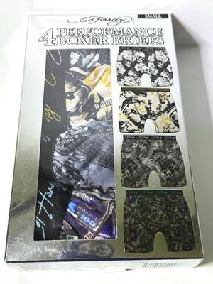 Paquete de 4 calzoncillos boxer de rendimiento Ed Hardy - Talla: pequeña - 360 elásticos Foto 1 de 4