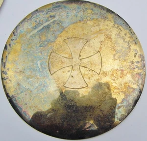 Antiguo Sacerdote Plata Dorado Patena Viajero Iglesia Altar Eucaristía Sacramento - Imagen 1 de 5