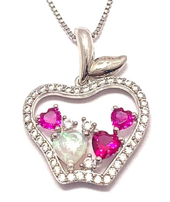 4.00ctw Opal, Ruby & Diamonique Diamond Necklace - Image 1 of 3