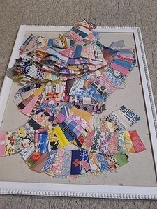 Lot Of 102 Double Wedding Ring Quilt Half Ring Blocks Vintage Fabrics - Picture 1 of 9