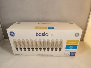 Pack Of 12 GE Basic 5W BC Candelabra Base  LED Soft White Dimmable Light Bulb   - Picture 1 of 8