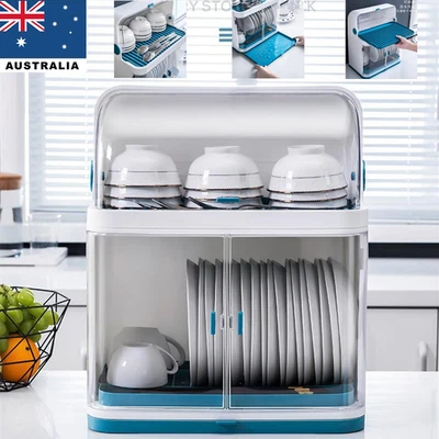 2 Tier Dish Drying Rack with Lid Cover Kitchen Cabinet Organizer for Plates Bowl - image 1 of 4