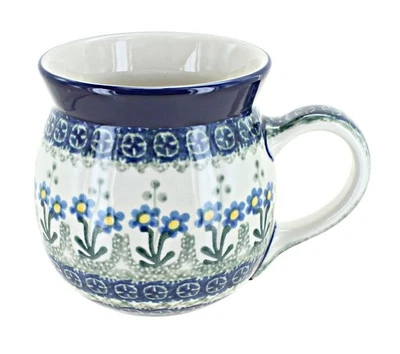 BLUE ROSE POTTERY Blue Rose Polish Pottery Blue Posy Bubble Mug