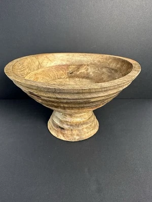 Mango Wood Footed Bowl, 9-3/4”Rnd x 5-1/2”H, 5 Qt Fruit Bowl - Image 1 of 4