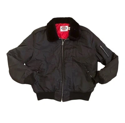 Vintage Dickies Bomber Jacket Mens XL Red Lined Faux Fur Collar 80s USA - Image 1 of 3