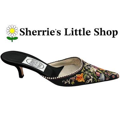 Women's New Emma Hope's Regalia Floral Embroidery Mules Dress Heels Shoes EU 38 - Image 1 of 4