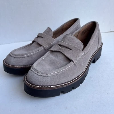 House of Harlow 1960 Gunner Gamuza Cuero Taupe Penny Mocasín Zapatos Suelas 8.5 Foto 1 de 4