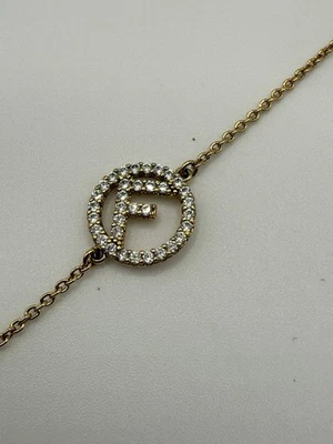 Браслет Fendi золотистый «F is Fendi» со стразами и сертификатом подлинности - Изображение 1 из 4