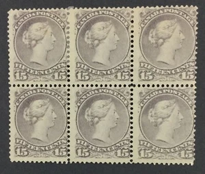 MOMEN: KANADA 15c STUMPFVIOLETT 1868 BLOCK NEUWERTIG OG H SET #61772 - Bild 1 von 2