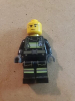 Lego Fireman Black Fire Suit With Gauge And Straps Gray Black Minifigure - Image 1 of 4