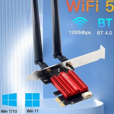 1200 Mbit PCIe PCI-Express WLAN Karte WiFi 2,4/5 GHz Dual-Band Netzwerkkarte PC- - Bild 1 von 4