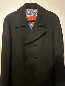DC Comics Men’s Formal Winter Pea Coat / Jacket L - Preowned - Black, Polyester - Picture 1 of 8