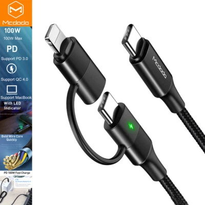 2IN1 60W PD Type-C Charger Cable Cord for iPhone 16 15 14 13 Samsung S25 S24 S23 - Image 1 of 4