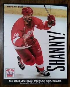 "SHANNY" Shanahan FREE PRESS DETROIT RED WINGS MINI POSTER NHL CHAMPIONSHIP 98' - Picture 1 of 2