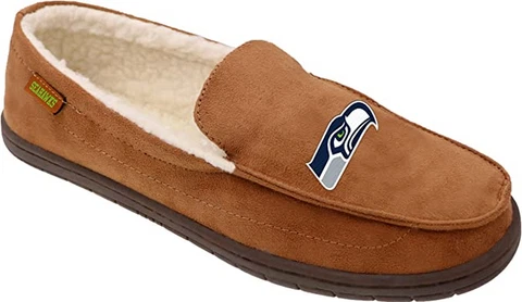 SEATTLE SEAHAWKS NFL MEN MOCCASIN TAN XL 13 SLIPPERS FOCO COLLECTIBLES NEW NWT Cover