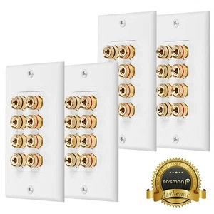 Coupler Type Gold Plated Copper Banana Binding Post Wall Plate for 4 Speakers - Picture 1 of 11