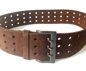 Vintage Abercrombie Fitch 36in Leather Belt Made in England 3 Prong Buckle - Picture 1 of 10