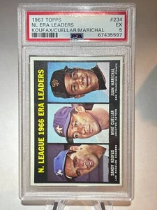 Sandy Koufax / Cuellar / J. Marichal 1967 Topps PSA 5 #234 NL ERA LEADERS HOF - Picture 1 of 2