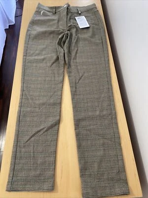 NWT Golfino Ladies Alpine Check Trousers 3365826 681 Brown Sz US 6 EU 36 NEW