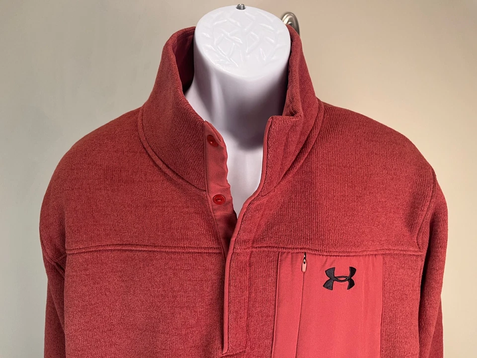 Chaqueta de golf Under Armour para hombre naranja quemado ColdGear 1/2 cremallera suéter XXL 2XL Foto 1 de 4