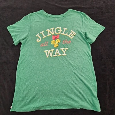 Camiseta para mujer Jingle All the Way verde Navidad manga corta mezcla de algodón L Foto 1 de 4