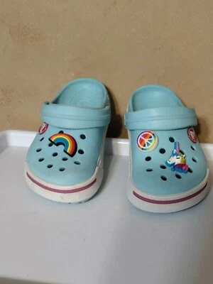 Crocs сабо Aqua синий с подвесками унисекс туфли размер C 8/9 девочек - Изображение 1 из 4