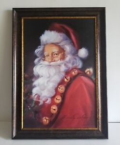 Florence Susan Comish Santa With Bells Framed Wall Painting Portrait