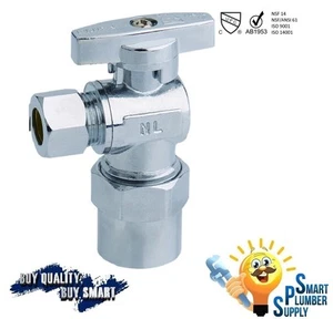 Pack of 10PCS 1/4 Turn Angle Stop Valve Compression 3/8" OD x 1/2" CPVC (129-61) - Picture 1 of 1