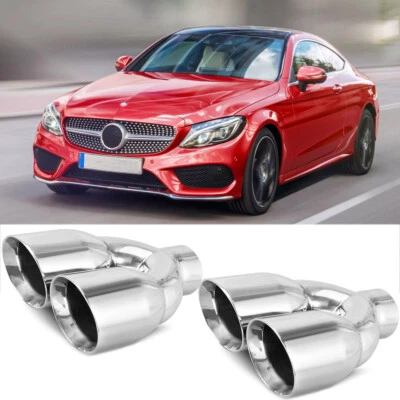 2*Выпускной наконечник 2,5 дюйма/3,5 дюйма с наклонным вырезом для Mercedes Benz W204 C250 C300 C350 - Изображение 1 из 4
