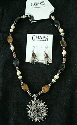 Collar CHAPS con piedras semipreciosas y pendientes a juego Foto 1 de 4