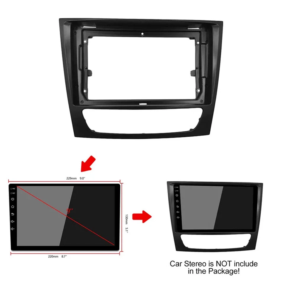 9'' Car Radio Stereo Frame Panel Fascia for BENZ C-CLASS W203 CL203 W209 2004~07 - Image 1 of 4