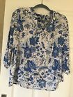 M&S Blue And White Blouse 16