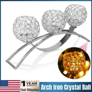 Candle Holder Decoration Crystal 3 Arms European Romantic Arch Iron Crystal - Picture 1 of 14