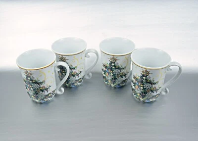 (4) Tazas Williams-Sonoma ÁRBOL DE NAVIDAD 4 1/2" 2012 aptas para lavavajillas/microondas Foto 1 de 4