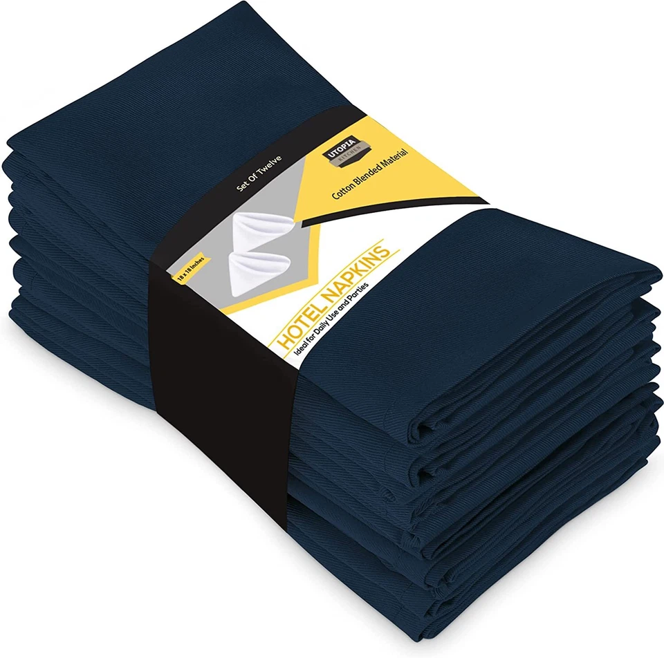 Pack of 12 Cotton Dinner Napkins Hotel Quality 18x18" Utopia Kitchen - Image 1 of 4