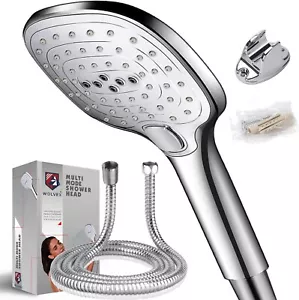Modern Chrome Square Shower Head - Handheld Shower Universal Standard UK Fit - Picture 1 of 8