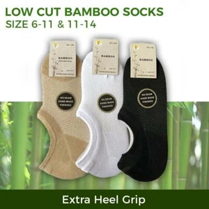 Bamboo Socks Low Cut No Show Sport Sock Men s7-14 Black White Beige - Foto 1 di 15