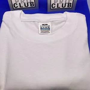 👕1 Neu PRO CLUB COMFORT UNI T-SHIRT EINFARBIG WEISS 100% Baumwolle Kurzarm.Gr.XL - Bild 1 von 3
