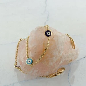 14K Yellow Gold Enameled Bracelet 7 inches  - Picture 1 of 3