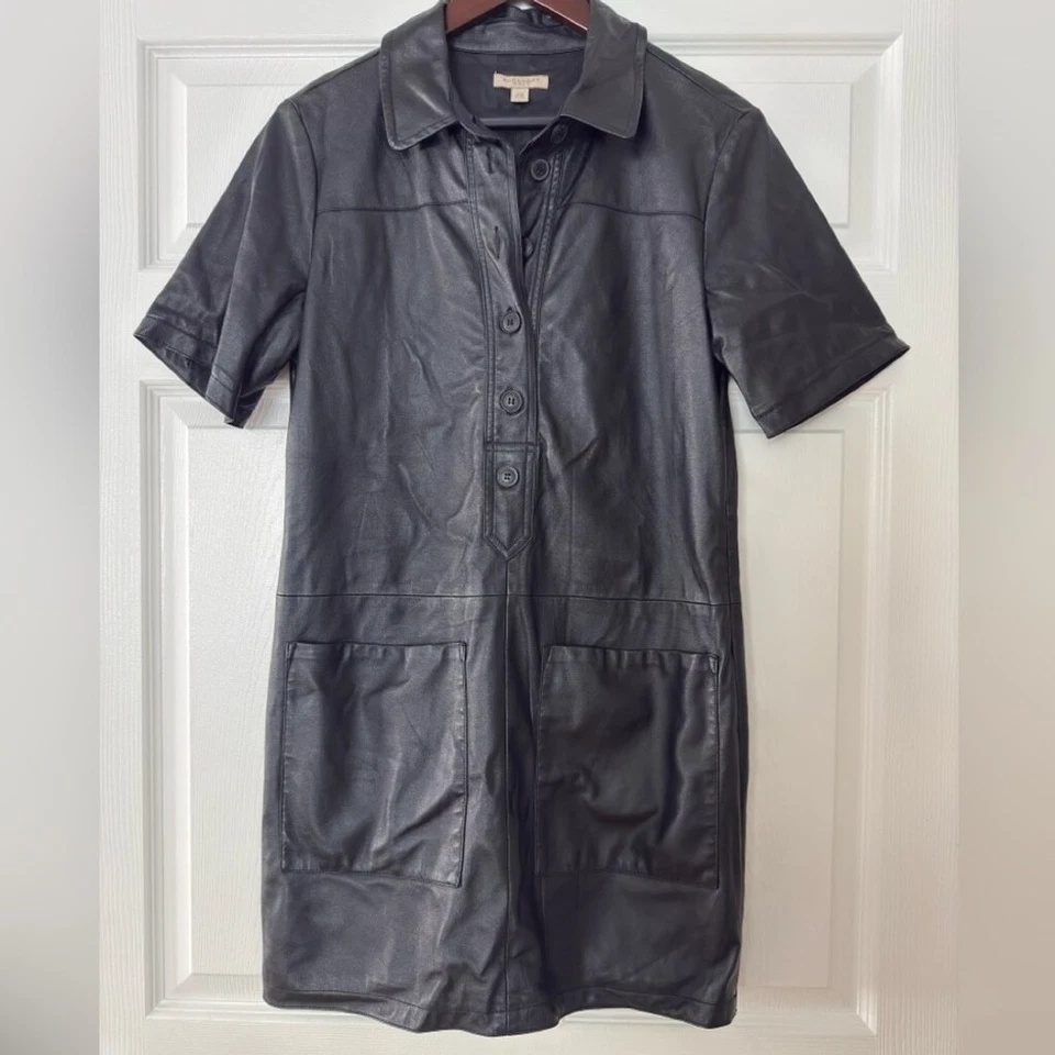Vestido Burberry Brit Piel de Cordero Cuero Talla 8 Foto 1 de 4