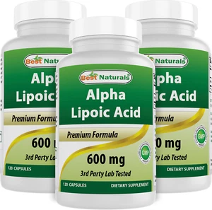 3 Pack Best Naturals alpha lipoic acid 600 mg 120 Count - Powerful Antioxidant - Picture 1 of 7