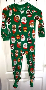 boys CARTERS GREEN CHRISTMAS SANTA SLEEPER 1 PC PAJAMA FOOTED fleece CUTE! - Picture 1 of 1