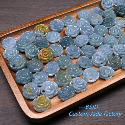 Copo de Nieve Natural Rosa Flor Azul Guatemalteca Jadeíta Azul Cuentas Jade Foto 1 de 4