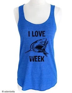 I Love Shark Week funny Tri-Blend Racerback Tank Top - Picture 1 of 2