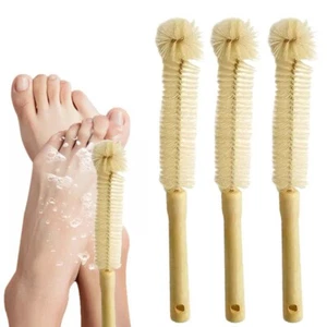 3PC Long Handle Toe Gap Cleaning Brush Foot Scrubber In Shower Wood Foot Brush - Picture 1 of 8